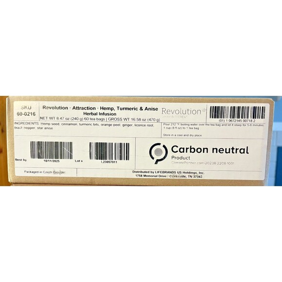 Revolution Attraction Tea Hemp, Turmeric & Anise Herbal Infusion 60 Sealed Bags - Picture 2 of 6